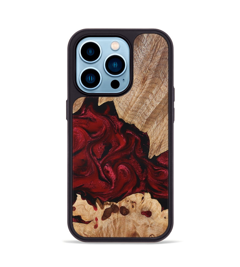 iPhone 14 Pro Wood Phone Case - Kathryn (Red, 827413)