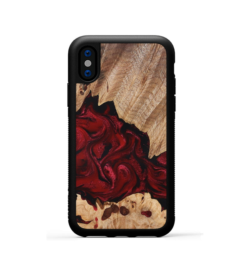 iPhone Xs Wood Phone Case - Kathryn (Red, 827413)