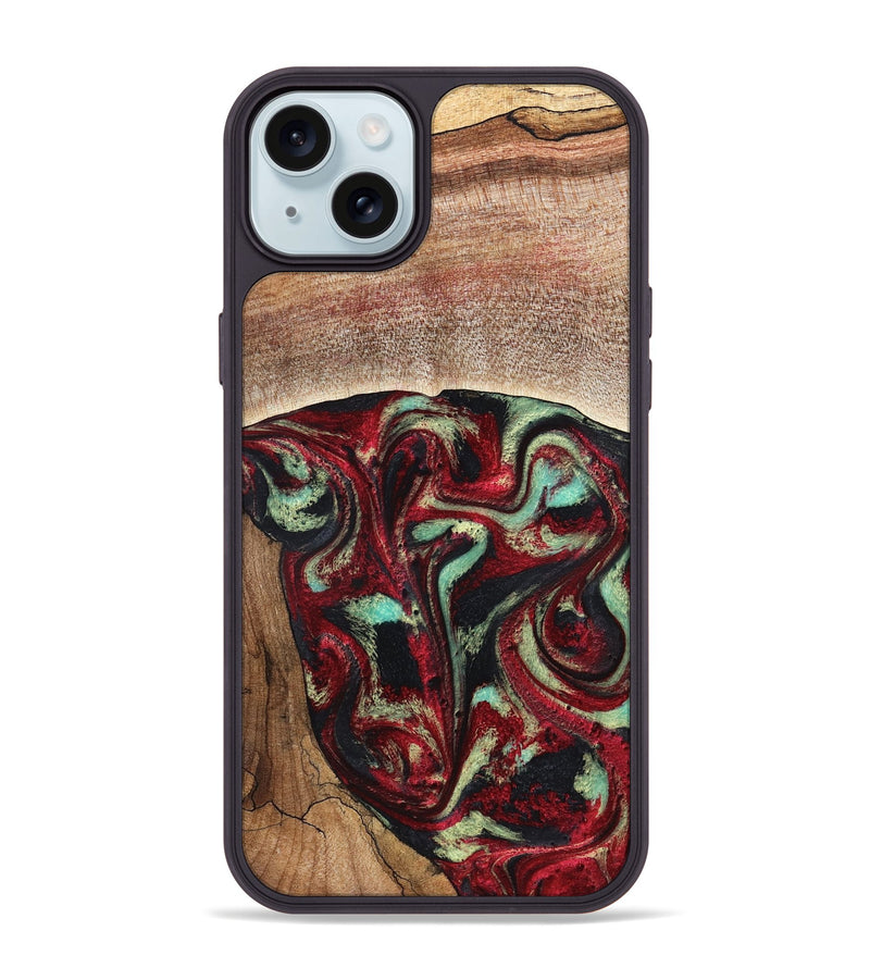 iPhone 15 Plus Wood Phone Case - Lavonne (Red, 827417)