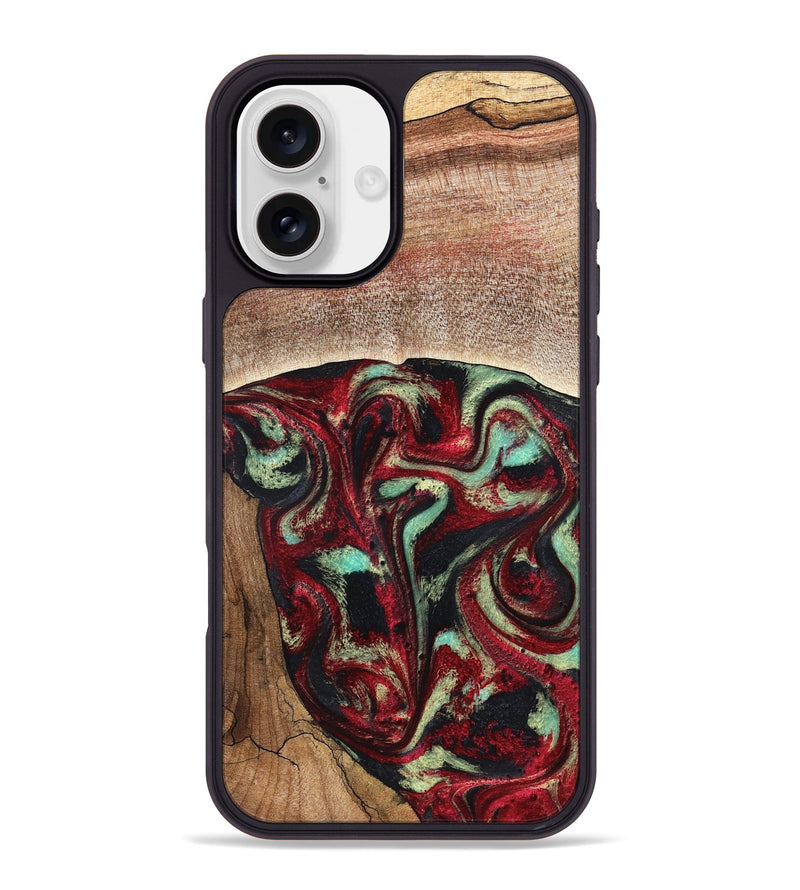 iPhone 16 Plus Wood Phone Case - Lavonne (Red, 827417)