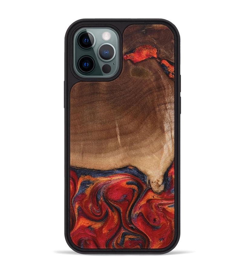 iPhone 12 Pro Max Wood Phone Case - Amos (Red, 827418)