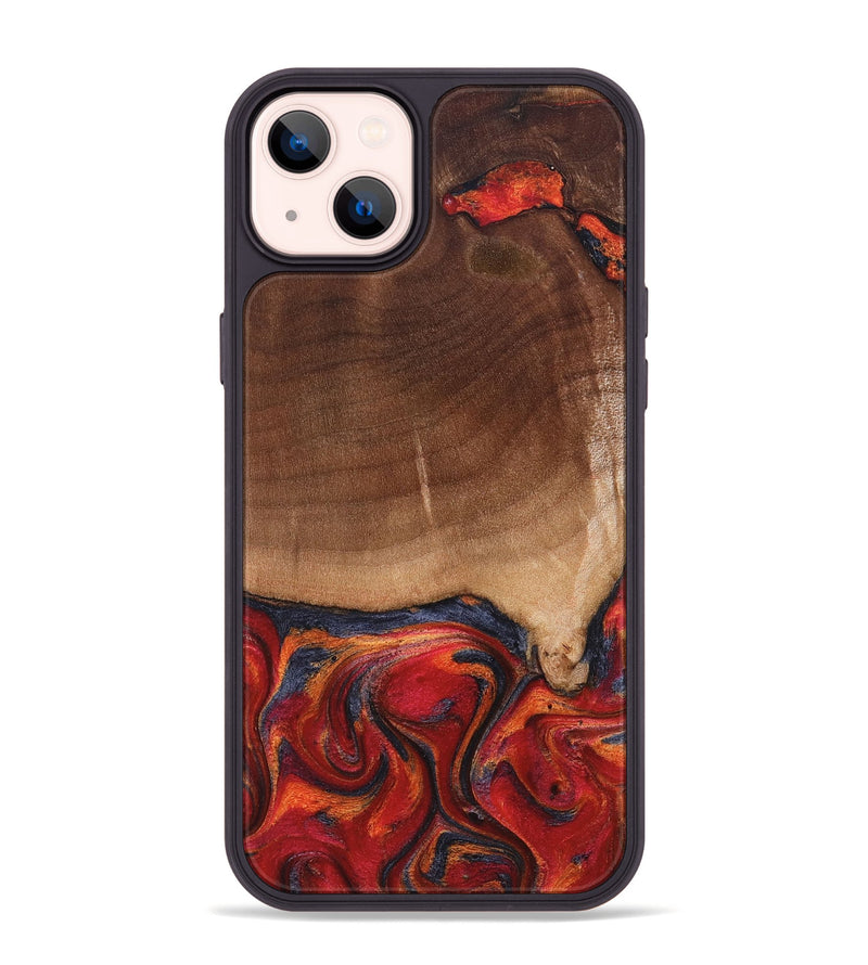 iPhone 14 Plus Wood Phone Case - Amos (Red, 827418)
