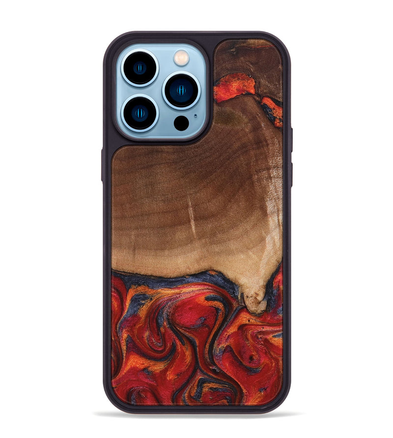 iPhone 14 Pro Max Wood Phone Case - Amos (Red, 827418)