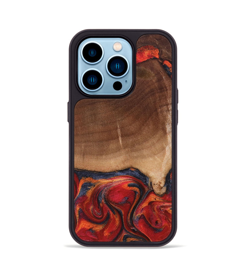 iPhone 14 Pro Wood Phone Case - Amos (Red, 827418)