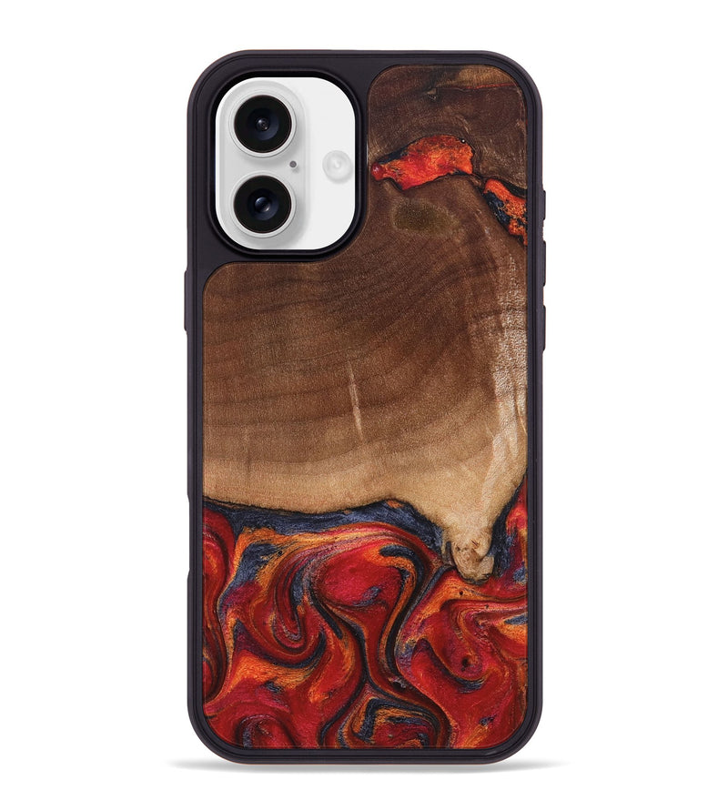 iPhone 16 Plus Wood Phone Case - Amos (Red, 827418)