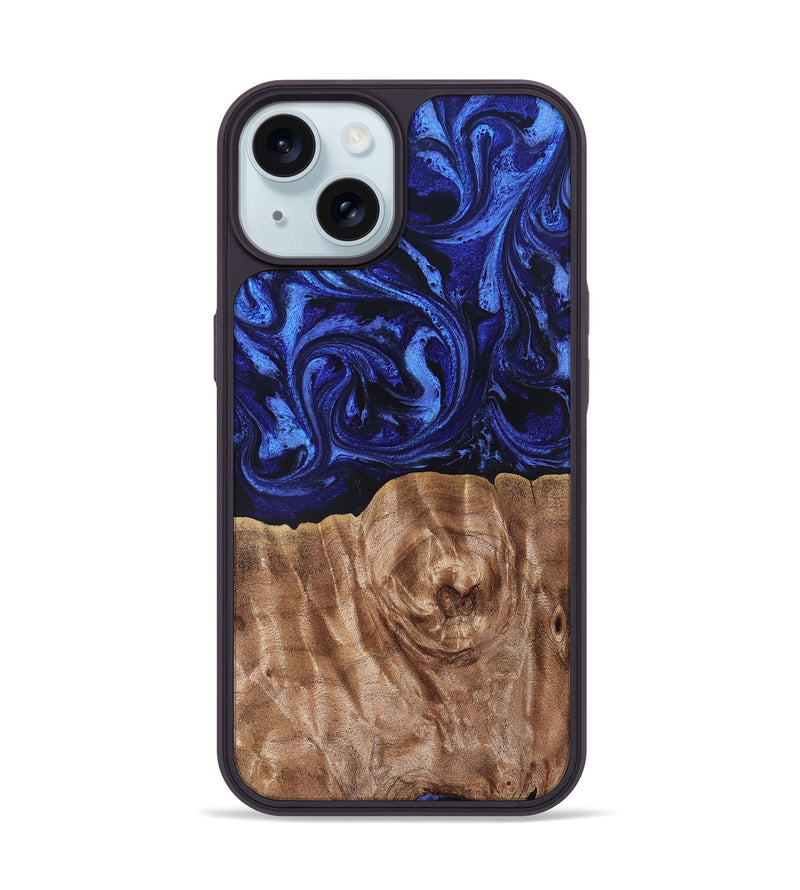 iPhone 15 Wood Phone Case - Madisen (Blue, 827425)