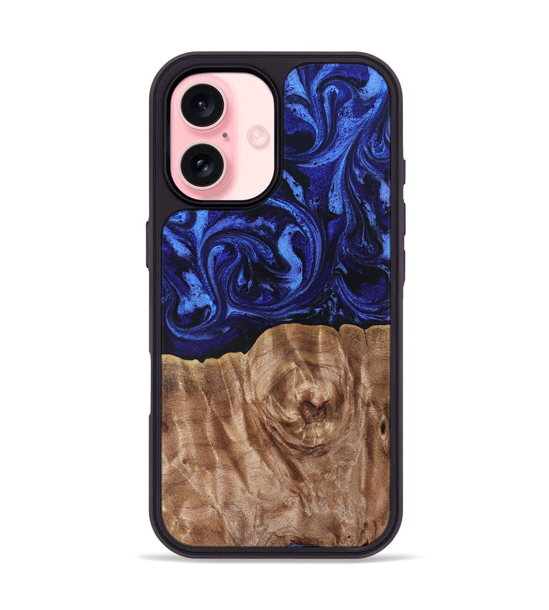 iPhone 16 Wood Phone Case - Madisen (Blue, 827425)
