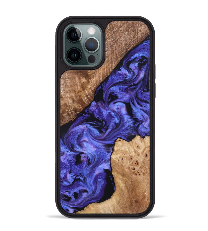 iPhone 12 Pro Max Wood Phone Case - Amber (Purple, 827428)