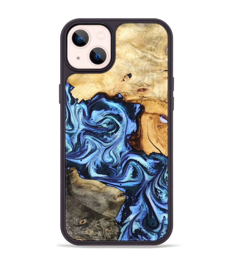 iPhone 14 Plus Wood Phone Case - Bud (Blue, 827429)
