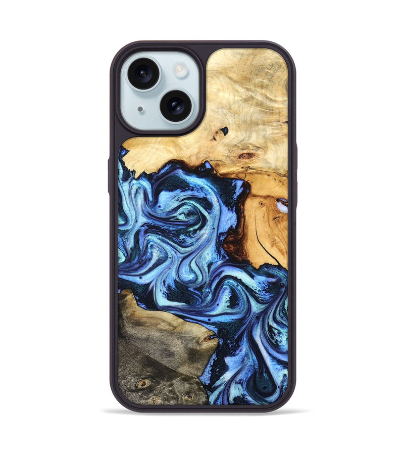 iPhone 15 Wood Phone Case - Bud (Blue, 827429)
