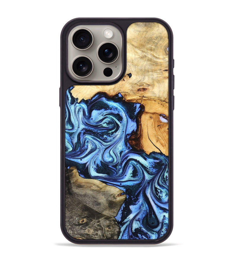 iPhone 15 Pro Max Wood Phone Case - Bud (Blue, 827429)