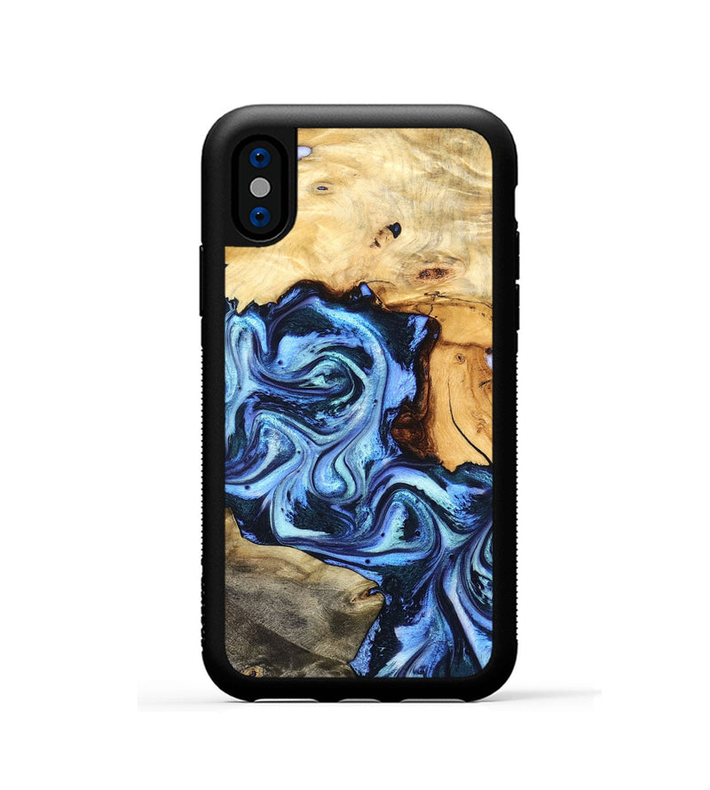 iPhone Xs Wood Phone Case - Bud (Blue, 827429)