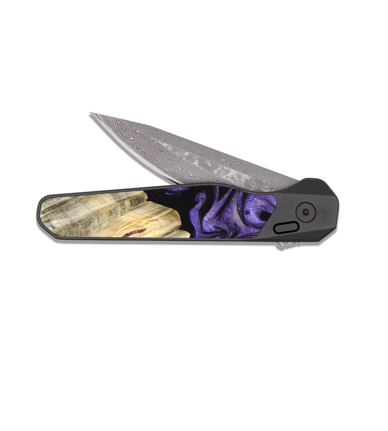 EDC Dark Damascus Wood Pocket Knife - Riley (Purple, 827430)