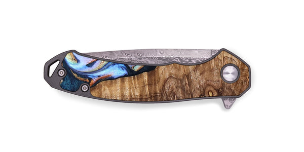EDC Wood Pocket Knife - Analia (Teal & Gold, 827432)