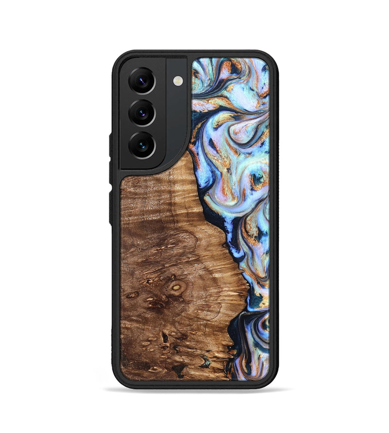 Galaxy S22 Wood Phone Case - Analia (Teal & Gold, 827432)
