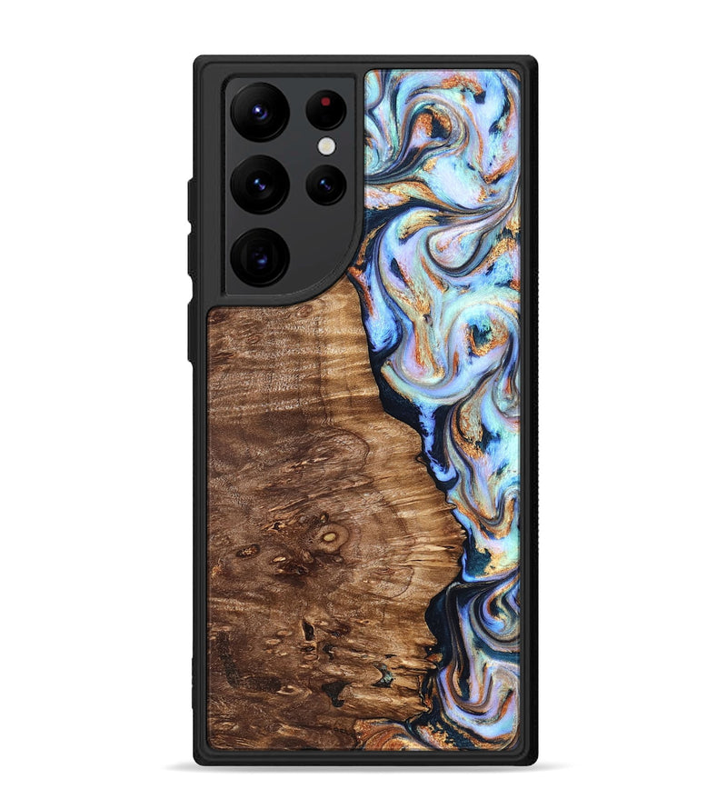 Galaxy S22 Ultra Wood Phone Case - Analia (Teal & Gold, 827432)