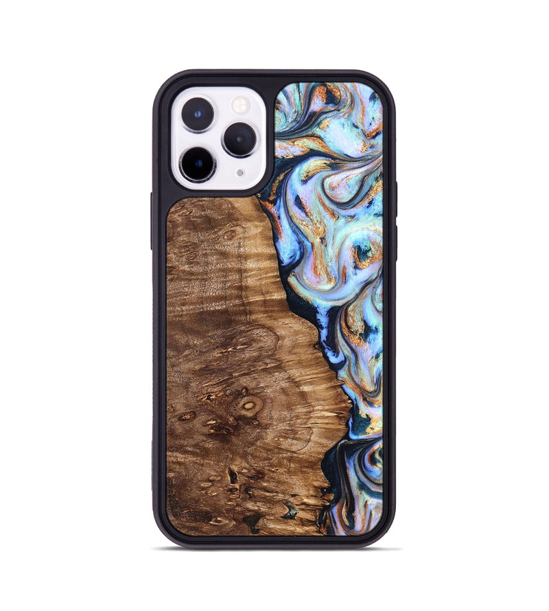 iPhone 11 Pro Wood Phone Case - Analia (Teal & Gold, 827432)