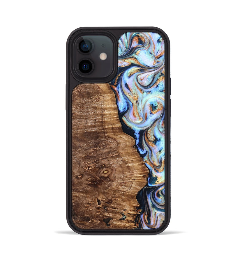 iPhone 12 Wood Phone Case - Analia (Teal & Gold, 827432)