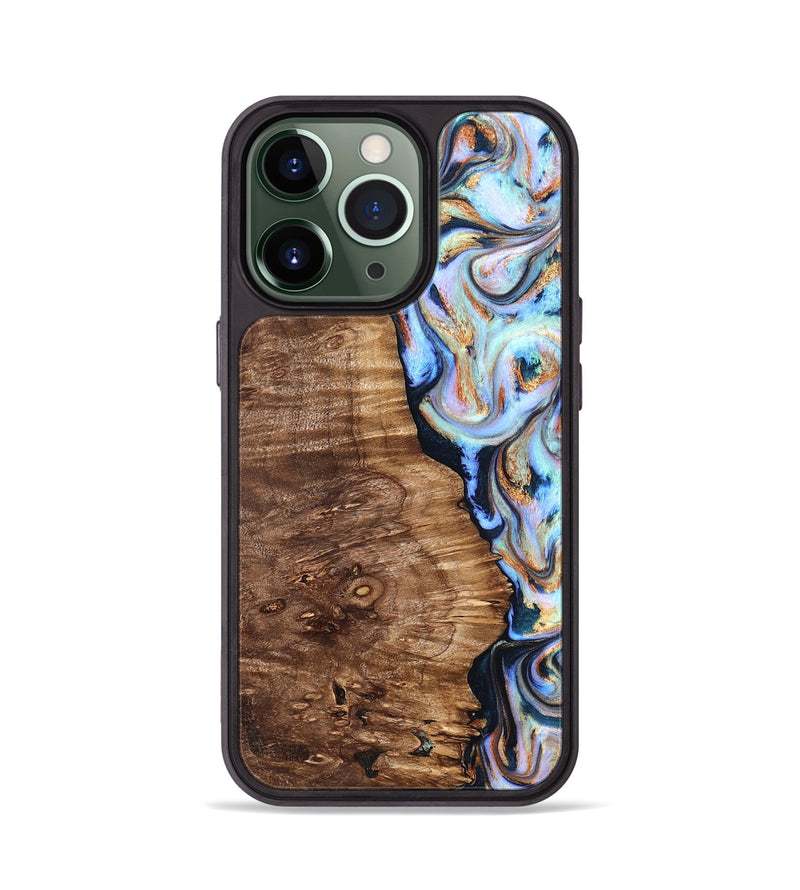 iPhone 13 Pro Wood Phone Case - Analia (Teal & Gold, 827432)
