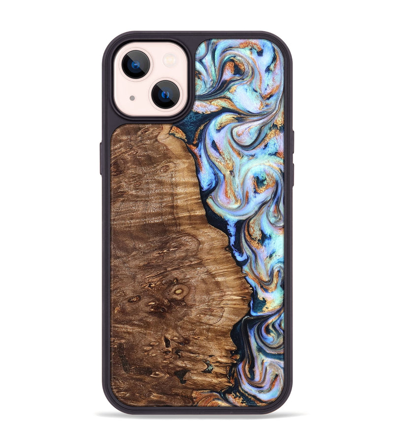 iPhone 14 Plus Wood Phone Case - Analia (Teal & Gold, 827432)