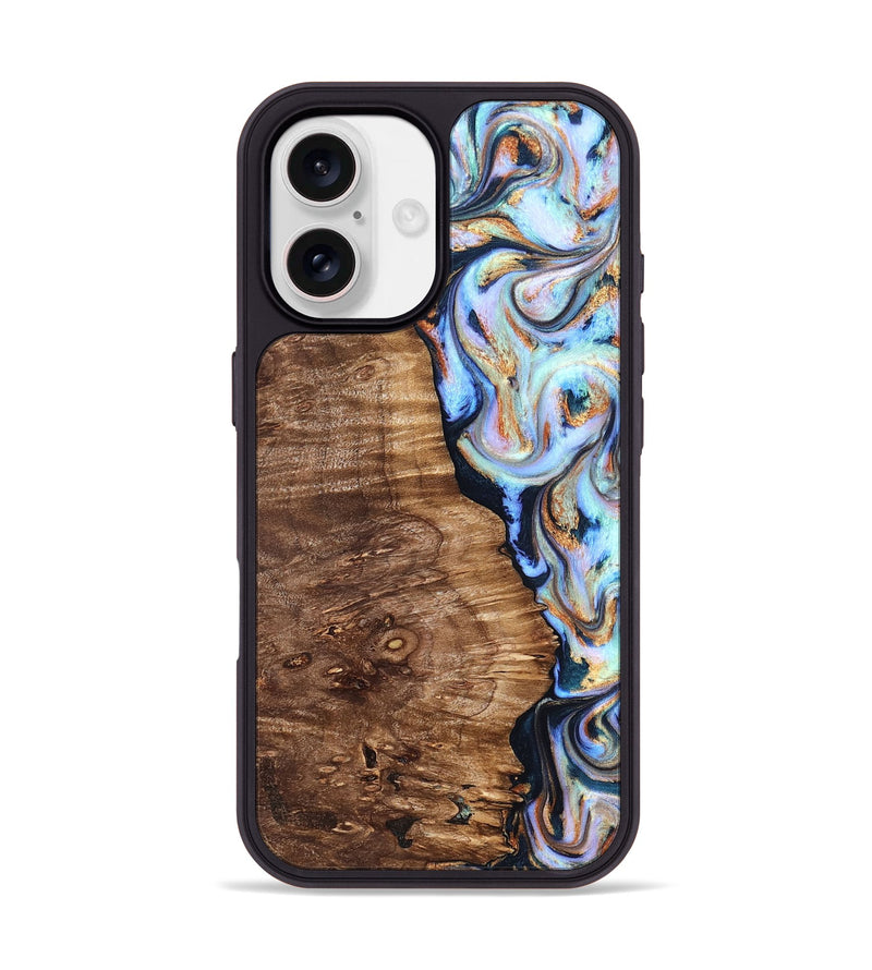 iPhone 17 Wood Phone Case - Analia (Teal & Gold, 827432)