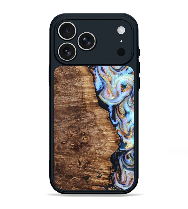 iPhone 17 Pro Max Wood Phone Case - Analia (Teal & Gold, 827432)