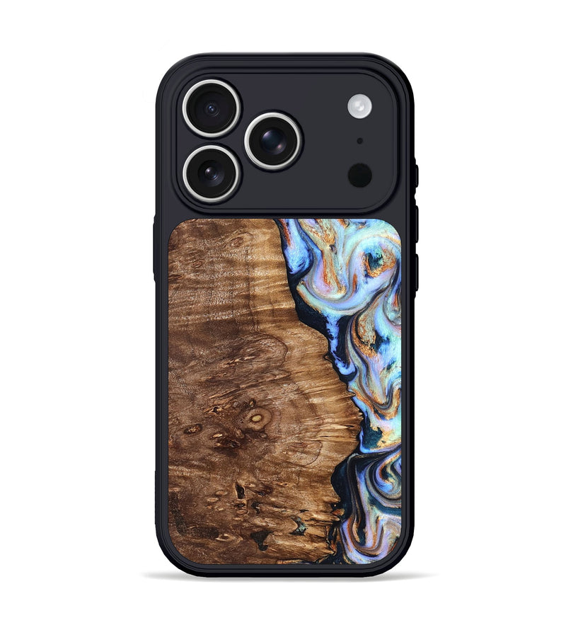 iPhone 17 Pro Wood Phone Case - Analia (Teal & Gold, 827432)
