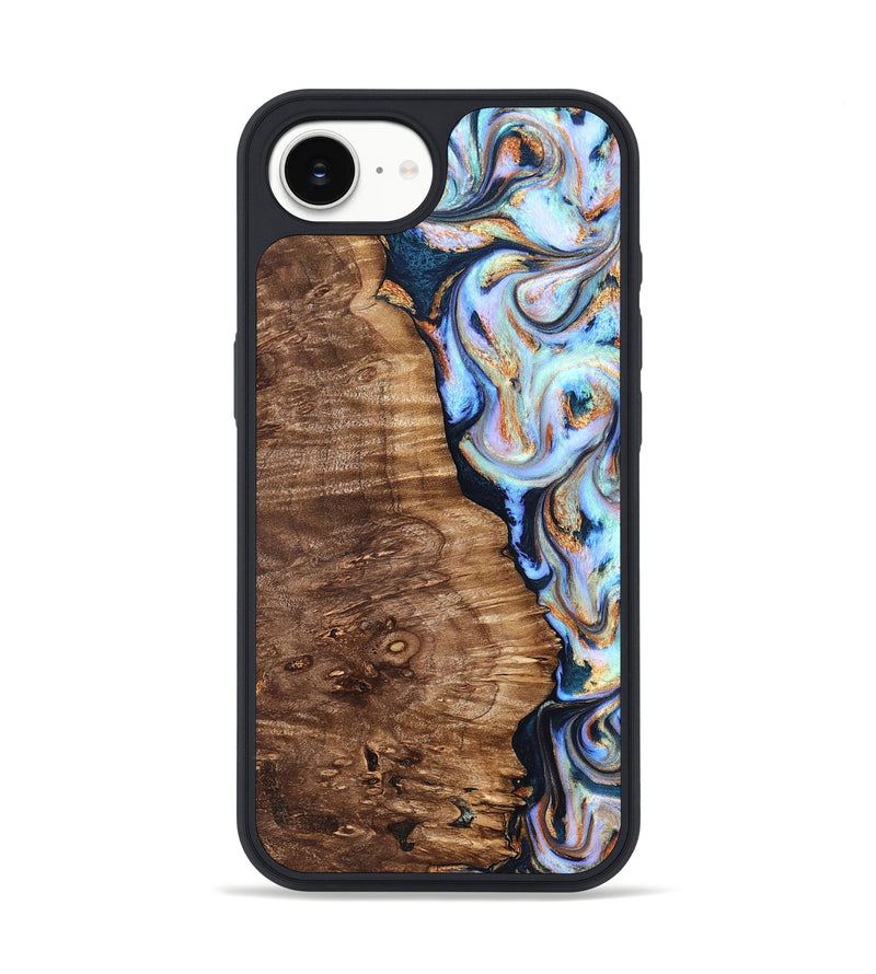 iPhone 17e Wood Phone Case - Analia (Teal & Gold, 827432)