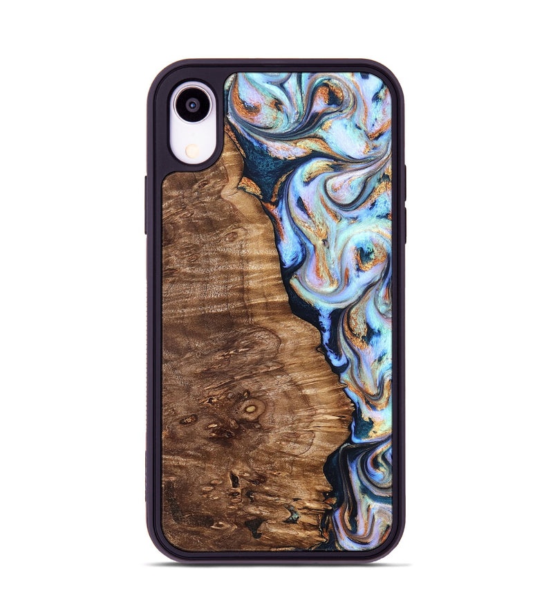 iPhone Xr Wood Phone Case - Analia (Teal & Gold, 827432)