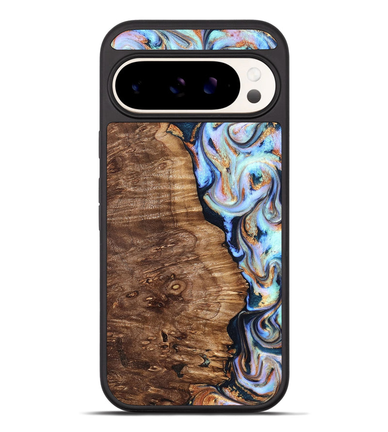 Pixel 10 Pro XL Wood Phone Case - Analia (Teal & Gold, 827432)