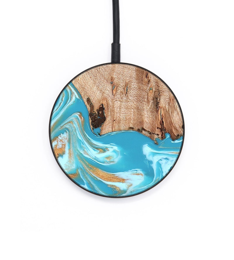 Circle Wood Wireless Charger - Ariana (Teal & Gold, 827433)