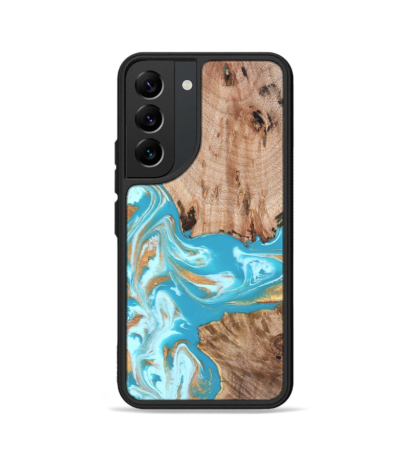 Galaxy S22 Wood Phone Case - Ariana (Teal & Gold, 827433)