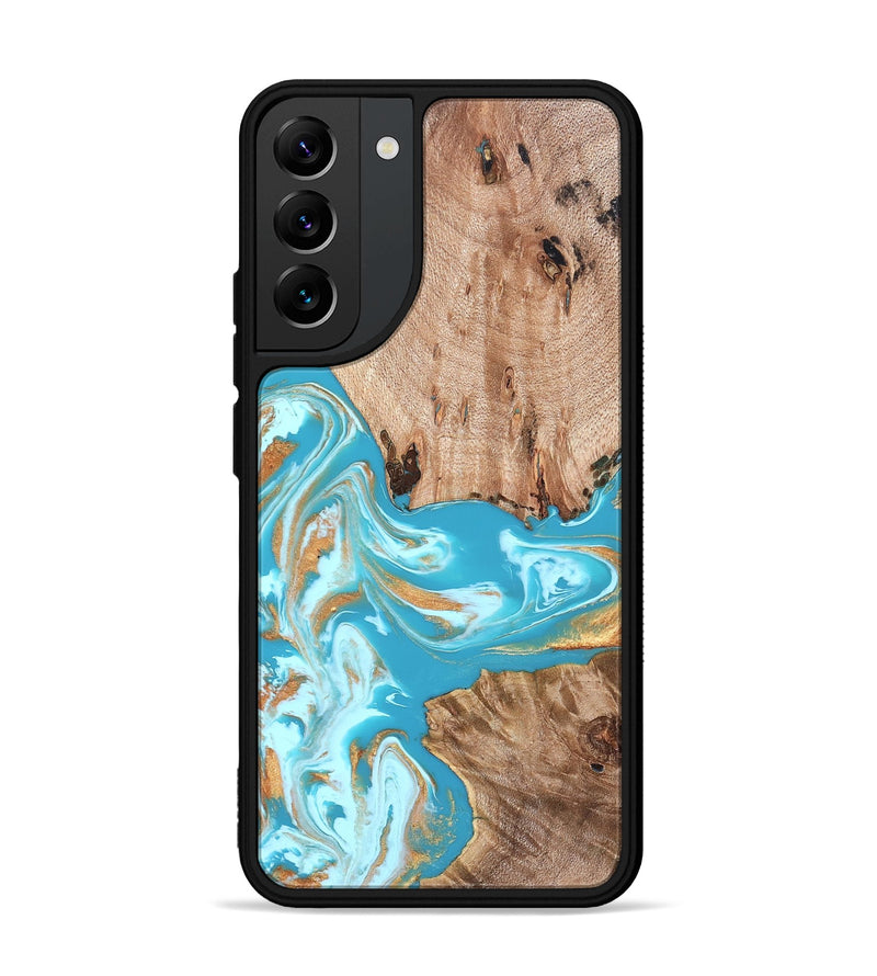 Galaxy S22 Plus Wood Phone Case - Ariana (Teal & Gold, 827433)