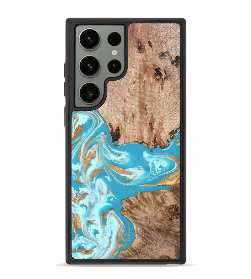Galaxy S23 Ultra Wood Phone Case - Ariana (Teal & Gold, 827433)