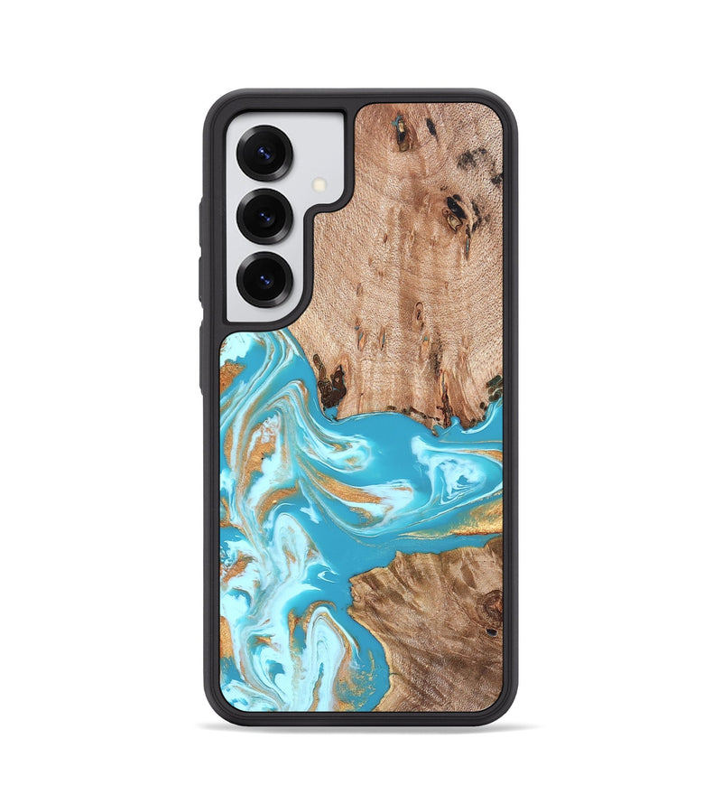 Galaxy S25 Wood Phone Case - Ariana (Teal & Gold, 827433)