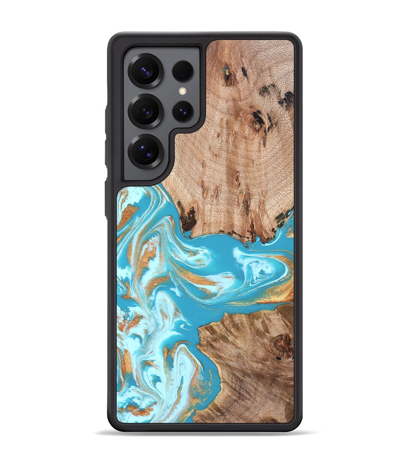 Galaxy S25 Ultra Wood Phone Case - Ariana (Teal & Gold, 827433)