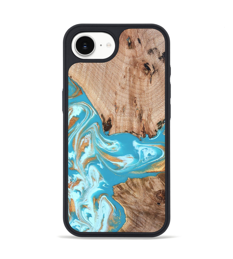 iPhone 16e Wood Phone Case - Ariana (Teal & Gold, 827433)