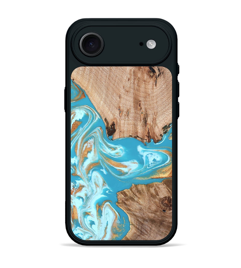 iPhone 17 Air Wood Phone Case - Ariana (Teal & Gold, 827433)