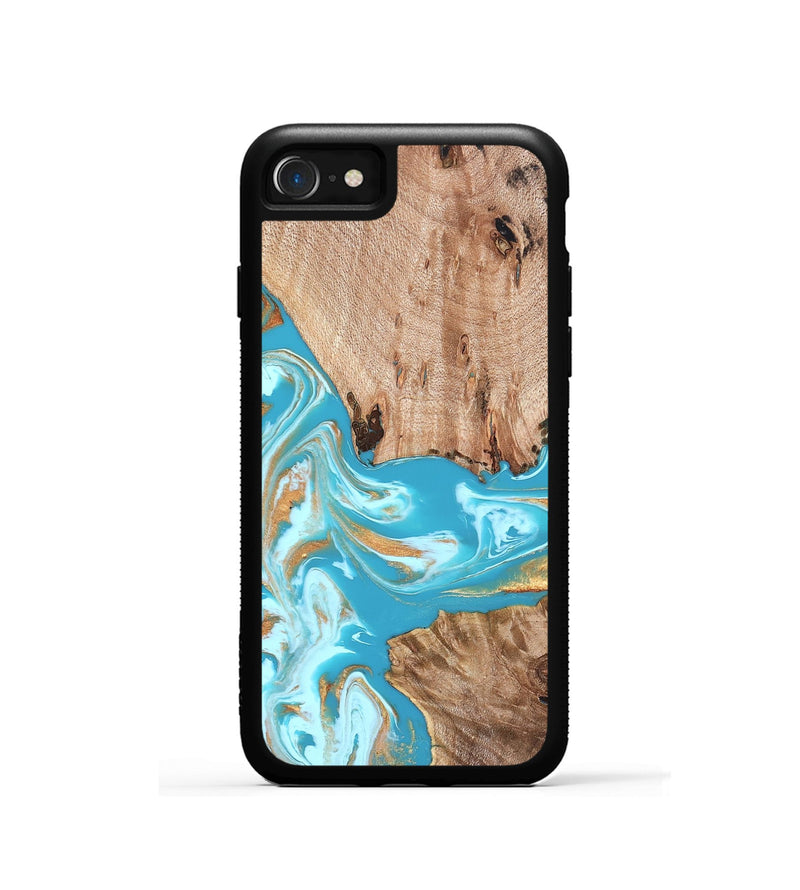 iPhone SE Wood Phone Case - Ariana (Teal & Gold, 827433)