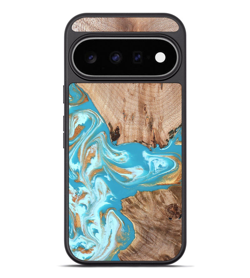 Pixel 11 Pro XL Wood Phone Case - Ariana (Teal & Gold, 827433)