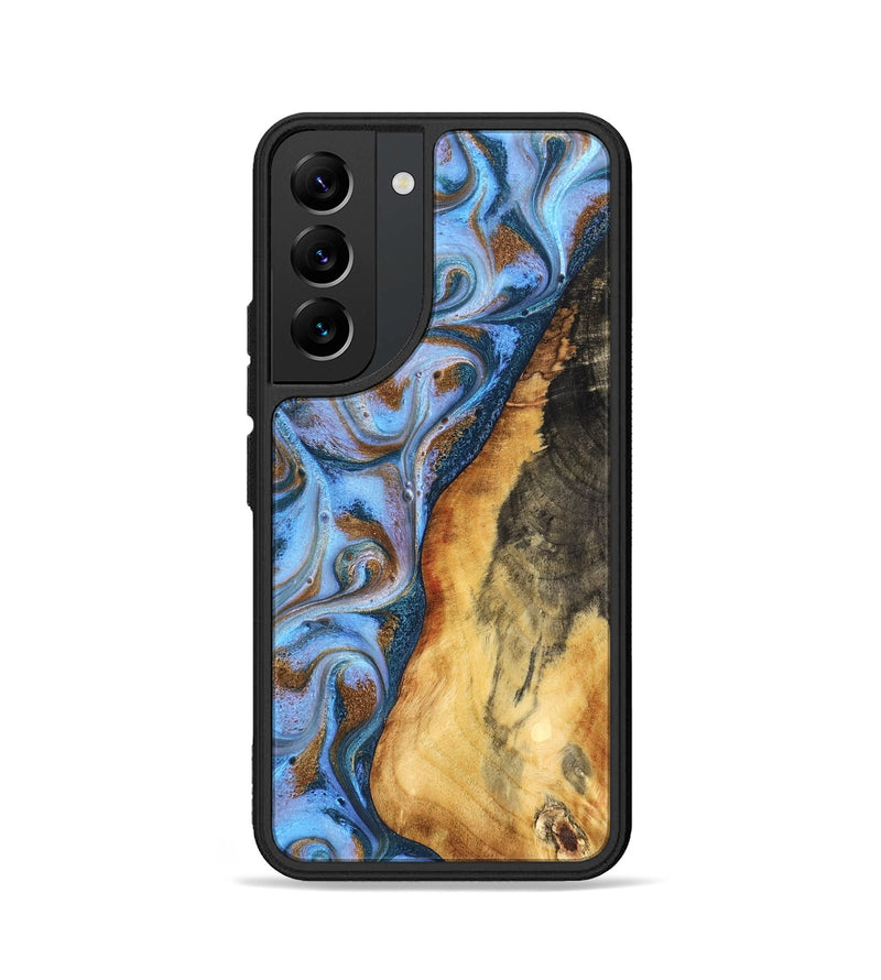 Galaxy S22 Wood Phone Case - Dejah (Teal & Gold, 827434)