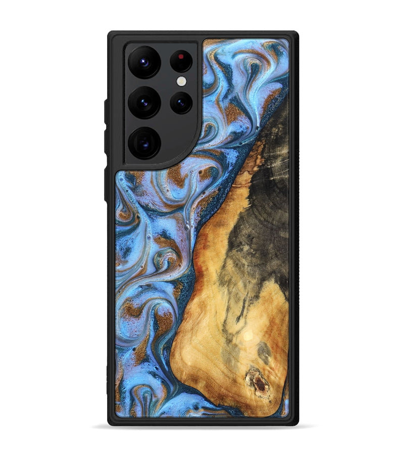 Galaxy S22 Ultra Wood Phone Case - Dejah (Teal & Gold, 827434)