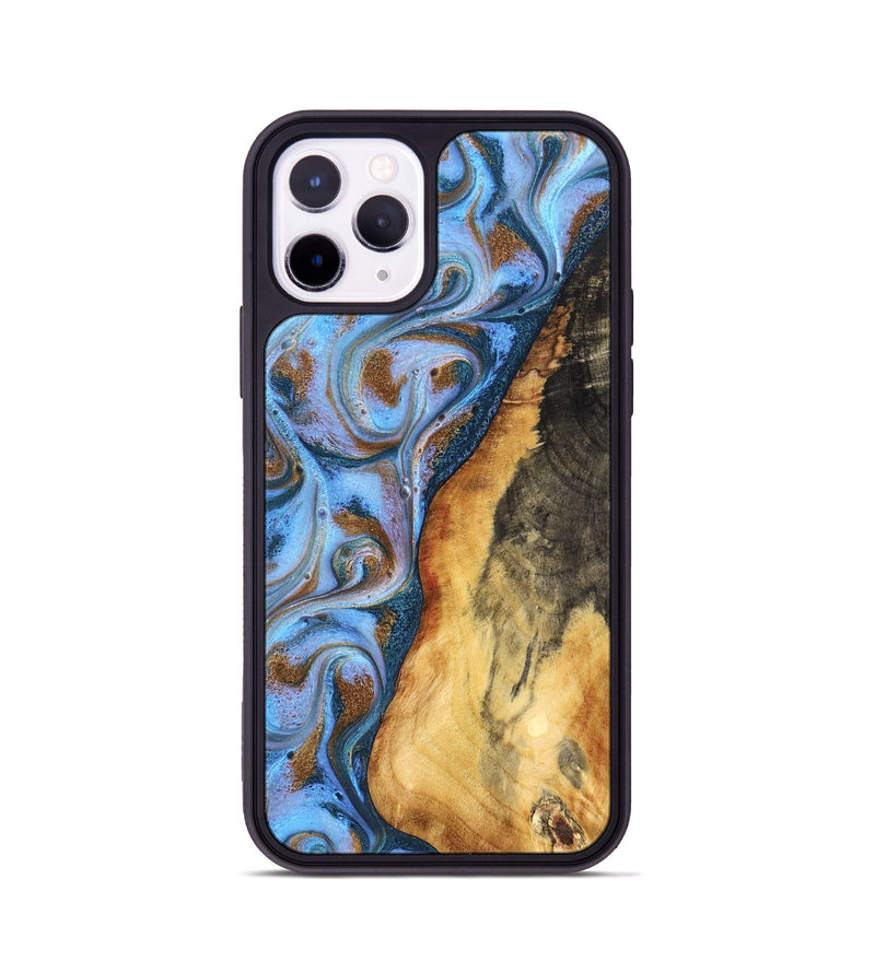iPhone 11 Pro Wood Phone Case - Dejah (Teal & Gold, 827434)