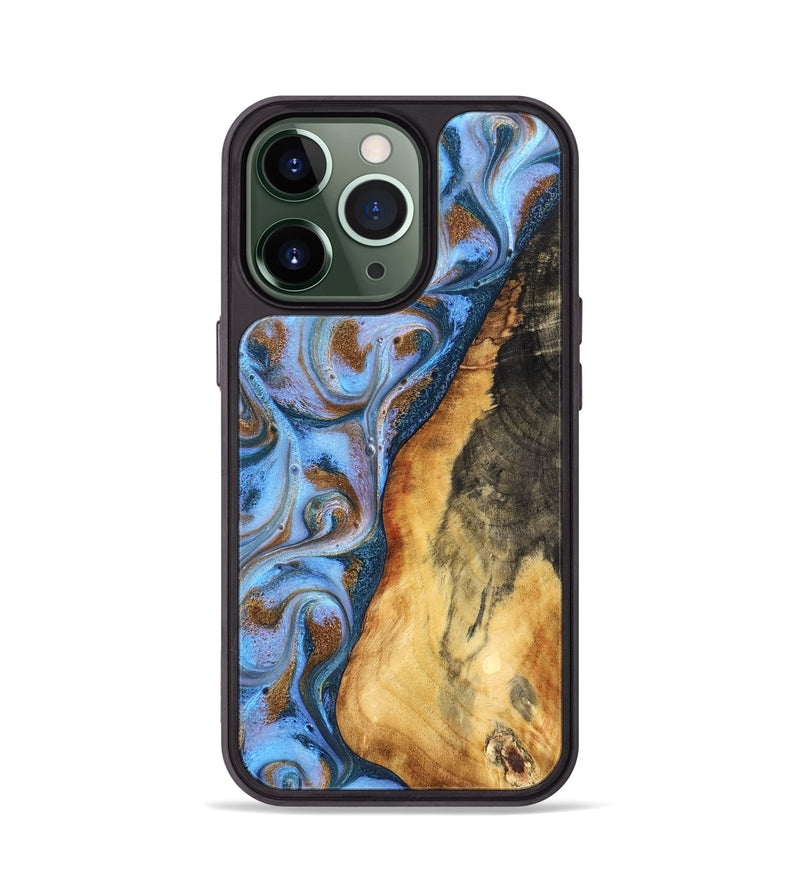 iPhone 13 Pro Wood Phone Case - Dejah (Teal & Gold, 827434)