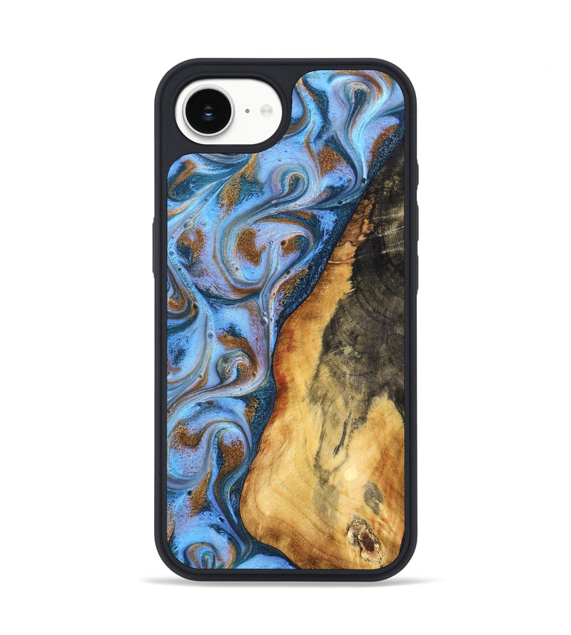 iPhone 16e Wood Phone Case - Dejah (Teal & Gold, 827434)