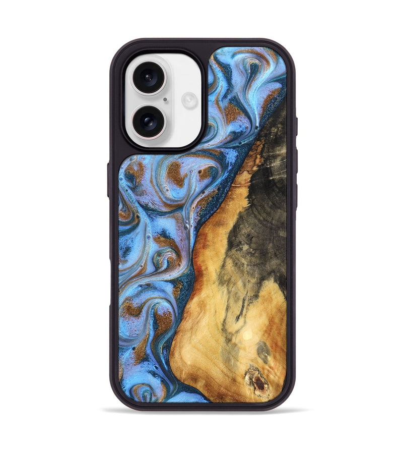 iPhone 17 Wood Phone Case - Dejah (Teal & Gold, 827434)