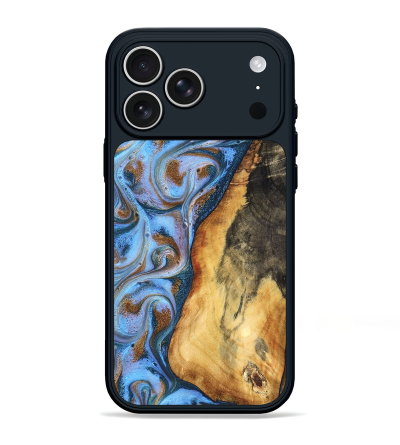 iPhone 17 Pro Max Wood Phone Case - Dejah (Teal & Gold, 827434)