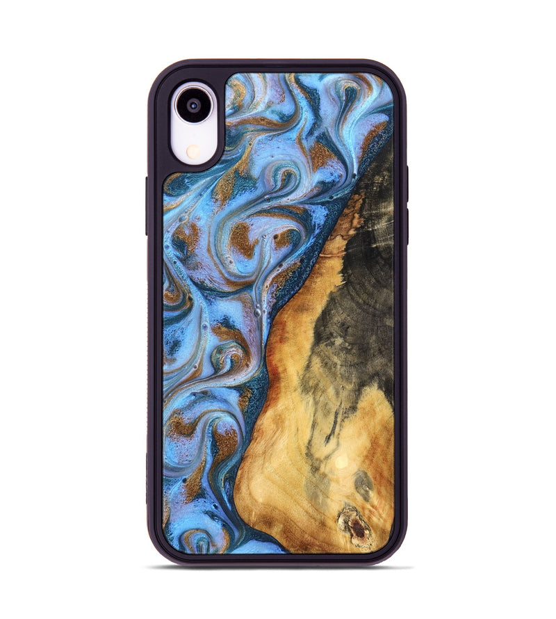 iPhone Xr Wood Phone Case - Dejah (Teal & Gold, 827434)