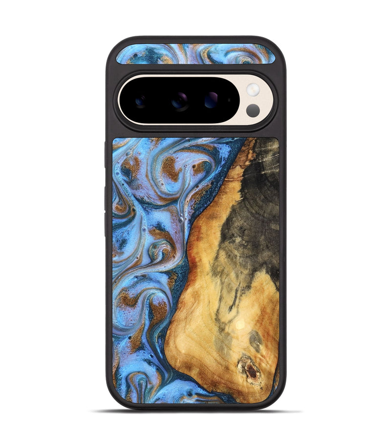 Pixel 10 Wood Phone Case - Dejah (Teal & Gold, 827434)