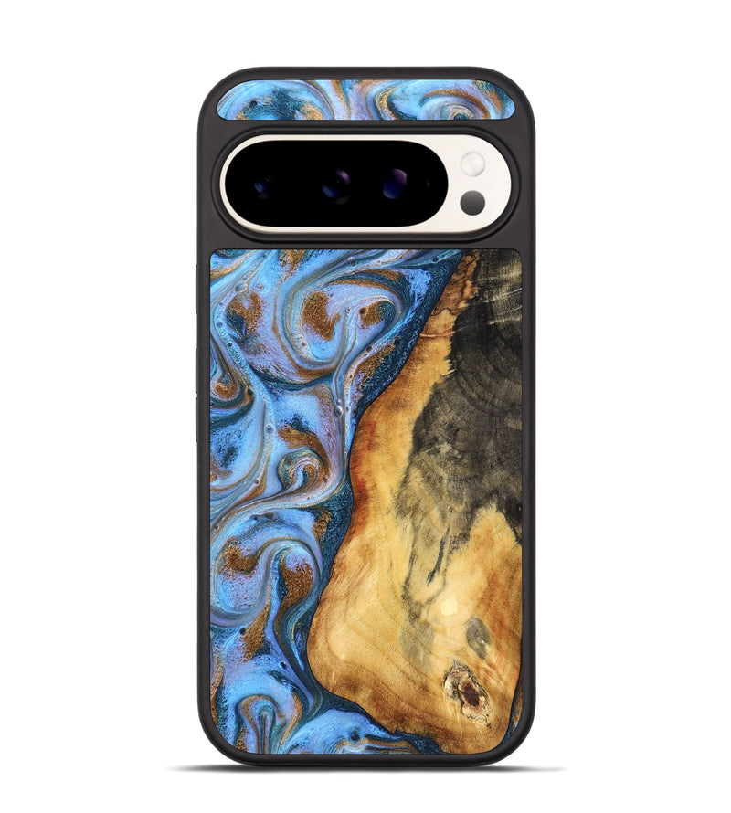 Pixel 9 Wood Phone Case - Dejah (Teal & Gold, 827434)